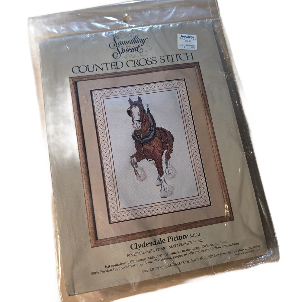 Vtg 1983 Something Special Clydesdale Horse Counted Cross Stitch Kit 50120 NIP